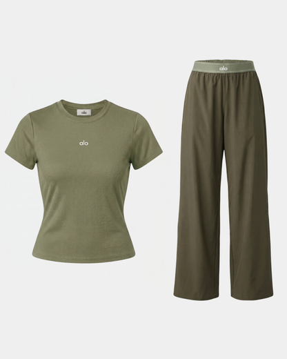 Alo Olive Green Flow Set